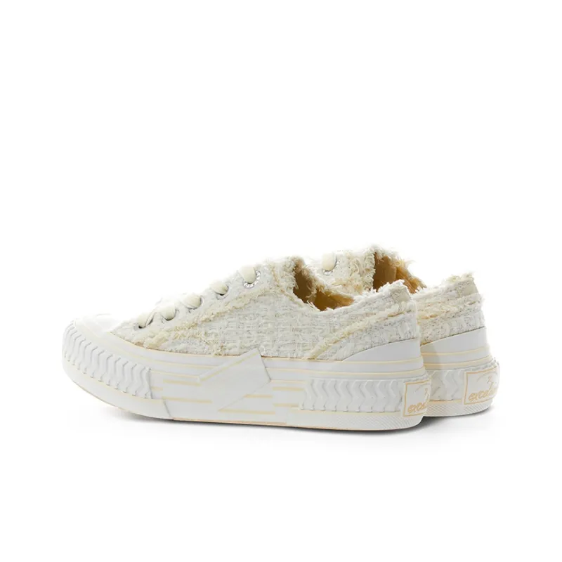 Excelsior Viennetta Tweed Canvas Shoes Unisex Low Top White/Gold-2