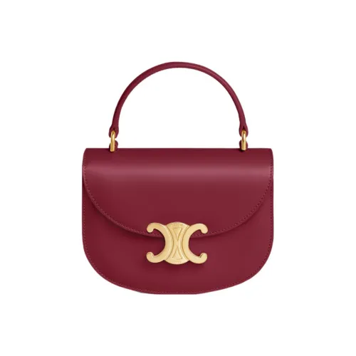 celine moyen Triomphe Shiny Cow Leather Shoulder Bag Crossbody Bag Handbag Mini Women's Deep Red