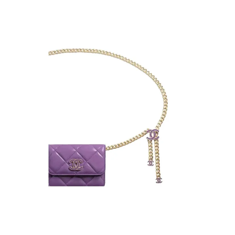 CHANEL 22SS Lambskin Crossbody Bag, Fanny Pack Mini Women's Purple-1