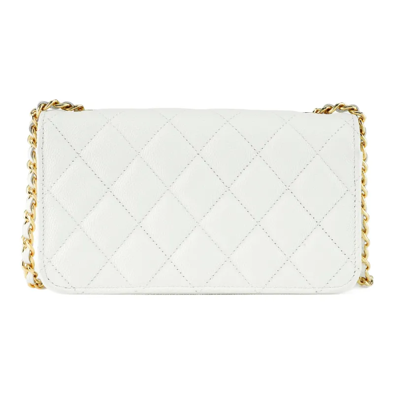 CHANEL Grain Embossed Calfskin Shoulder Bag, Crossbody Bag Women's White-2