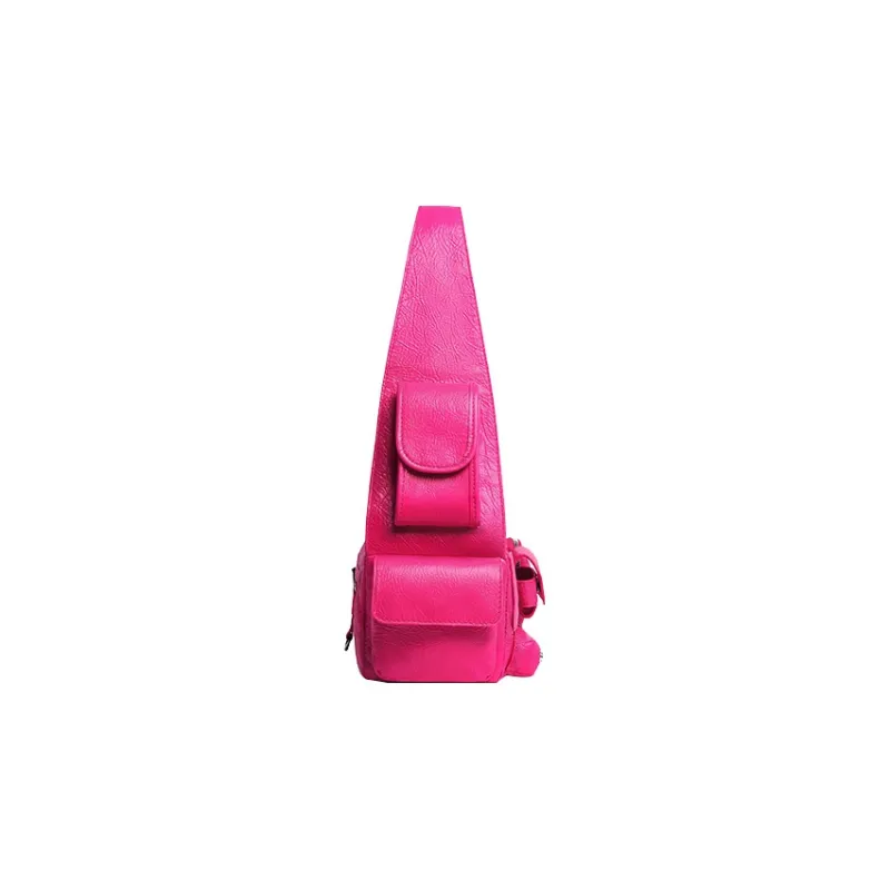 Balenciaga Superbusy Fine Grained Sheepskin With Fabric Handbag, Shoulder Bag Women's Bright Pink-1