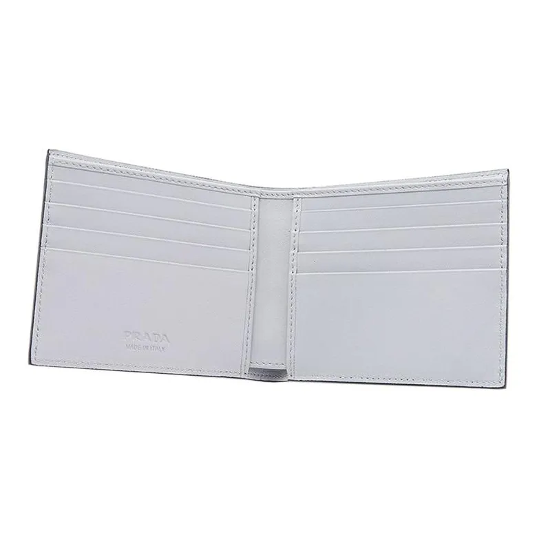 PRADA Leather Wallet Regular Men's Gray-3
