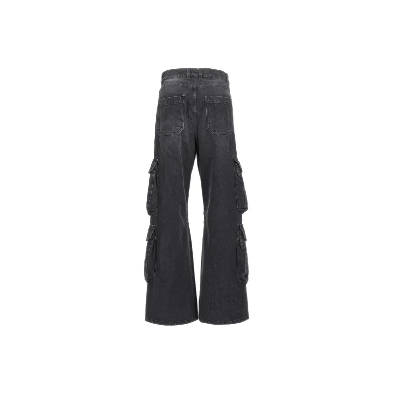 DIESEL Logo Patch Wide Leg Cargo Jeans-1