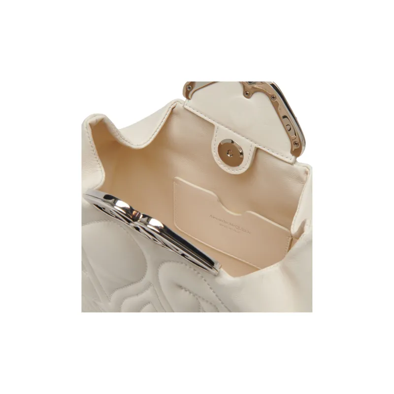 Alexander McQueen Lambskin Portable One Shoulder Clutch Women's Ivory-4