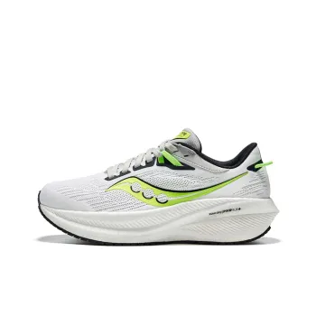 Saucony Triumph 21 Cushioning, Slip Resistant, Abrasion Resistant, Breathable Low Top Running Shoes Women's White Green