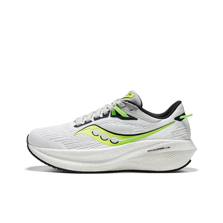 Saucony Triumph 21 Cushioning, Slip Resistant, Abrasion Resistant, Breathable Low Top Running Shoes Women's White Green-0