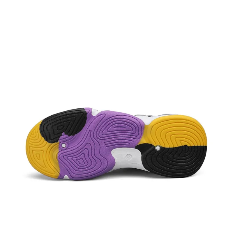 Warrior Cushioning Height Increasing Wear Resistant Slip Resistant High Top Basketball Shoes Men's White Black Purple-4