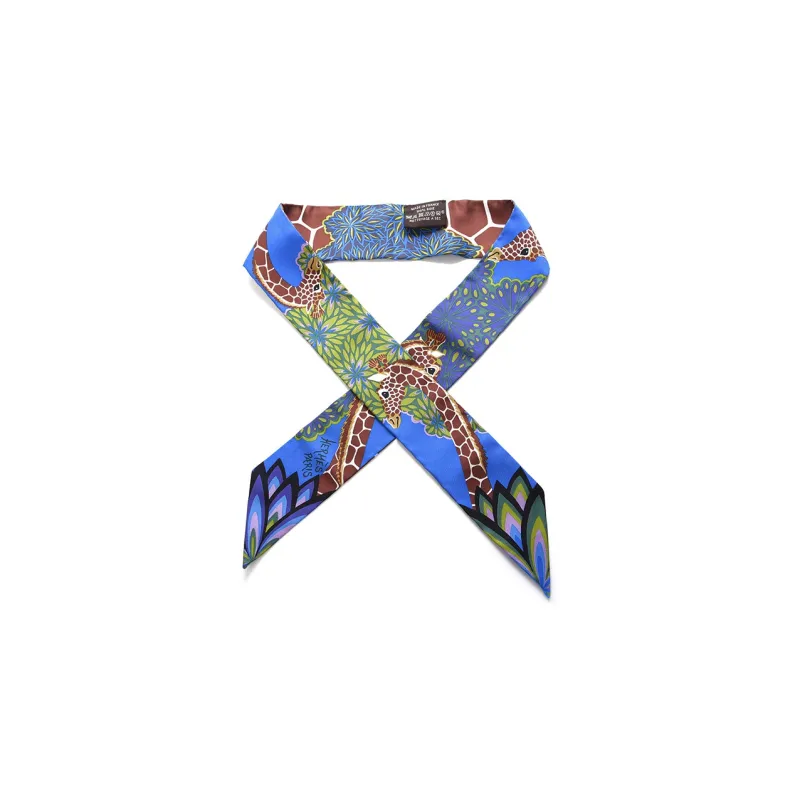 HERMES Silk Scarves Women's Blue Green Brown-1