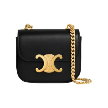 CELINE Triomphe Shiny Cow Leather Crossbody Bag Shoulder Bag Women's Black