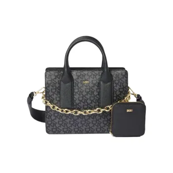 DKNY Cow Leather Tote Bag Shopping Bag Shoulder Bag Crossbody Bag Handbag Regular Women's Black