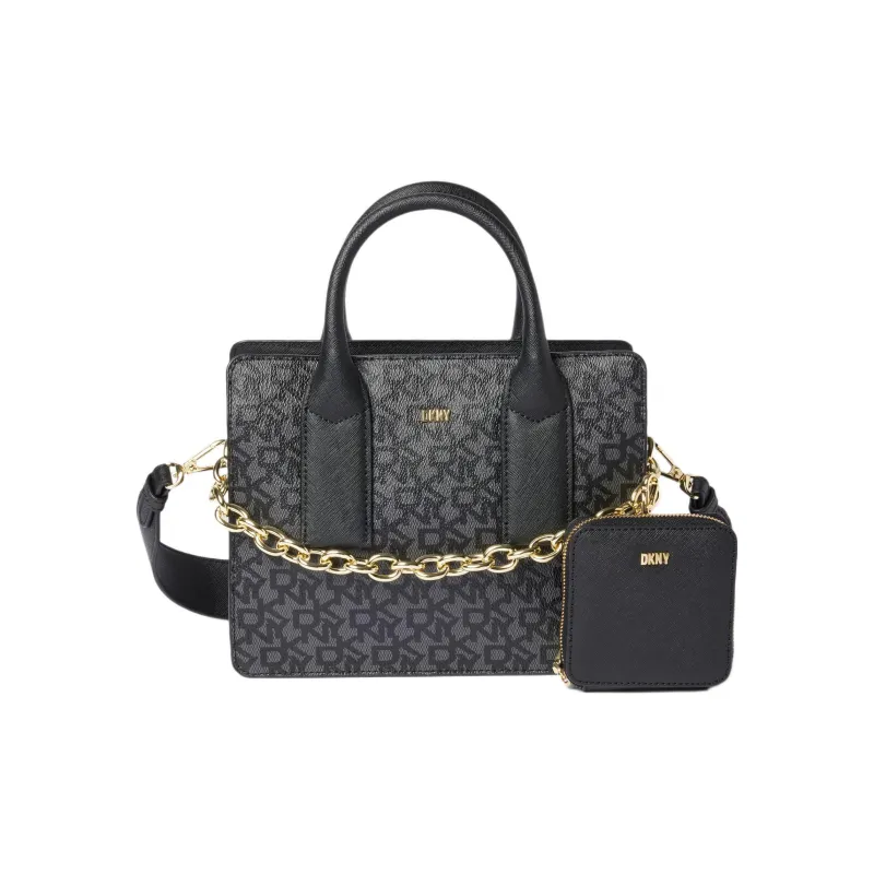 DKNY Cow Leather Tote Bag Shopping Bag Shoulder Bag Crossbody Bag Handbag Regular Women's Black-0