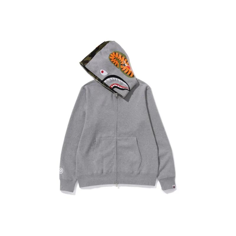 Bape X Ovo Woodland Camo Shark Reversible Full Zip Hoodie-3