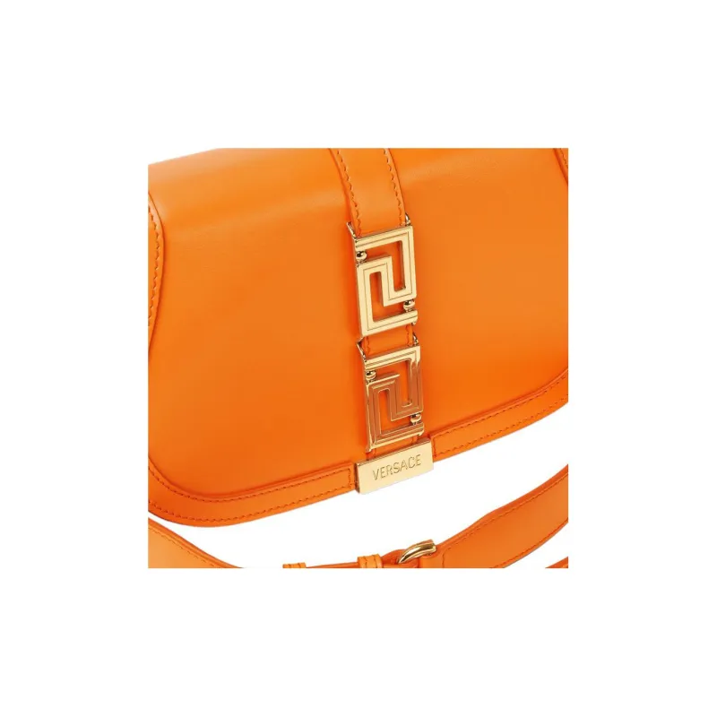 VERSACE Cow Leather Crossbody Bag Shoulder Bag Women's Orange-3