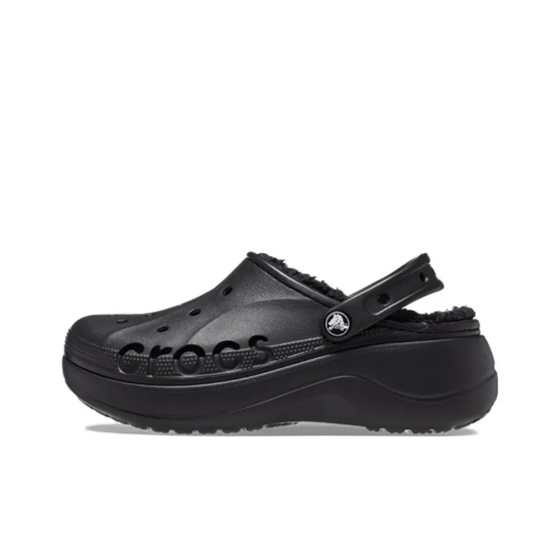 Crocs Baya Platform Lined Clog Sandals 'Black' Women's-0