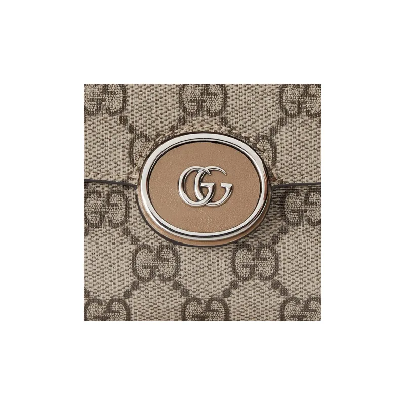 GUCCI Canvas Bag Wallet Medium Size Women's Brown-5
