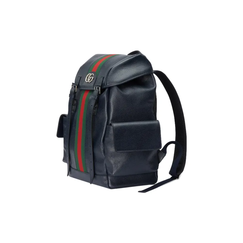 GUCCI Ophidia Leather Backpack Medium Size Men's Blue-1