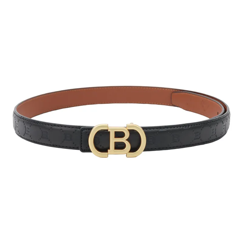 NINE NAIL Retro Trend All Over Print Monogram Plate Buckle Pvc Cow Leather Leather Belts Women's Width  2.5cm-9