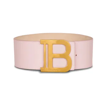BALMAIN B-Type Loose Fit Decoration Smooth Buckle Leather Belts Women's Pink Width 7.5CM