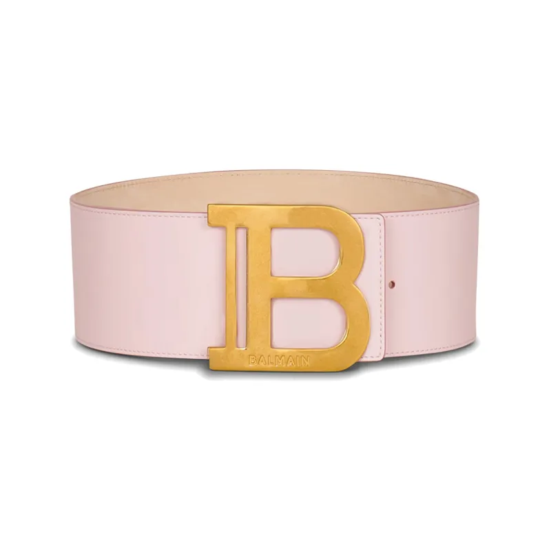 BALMAIN B-Type Loose Fit Decoration Smooth Buckle Leather Belts Women's Pink Width 7.5CM-0