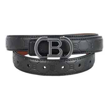 NINE NAIL Retro Trend All Over Print Monogram Plate Buckle Pvc Cow Leather Leather Belts Women's Width: 2.5cm