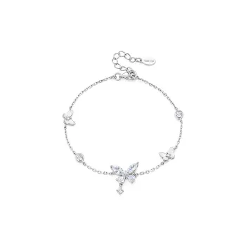 KADER S925 Silver Butterfly Bracelet Women's Silver White, Goddess Exclusive Box