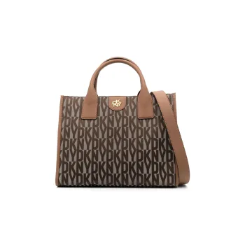 DKNY Calfskin Trim Handbag Women's White/Blue Earth Brown/Coffee
