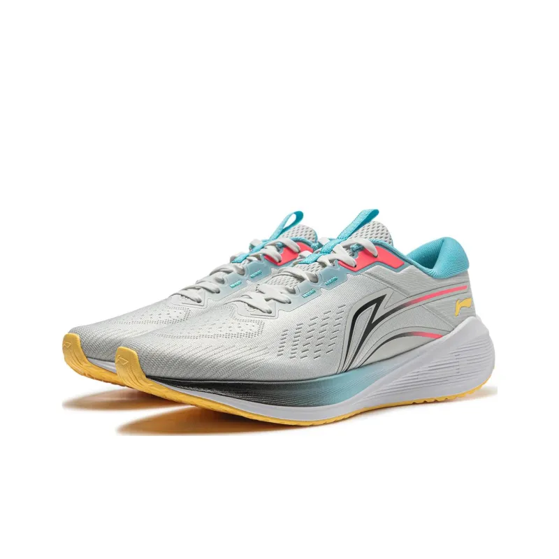 LiNing Wave V2 Cushioning, Slip Resistant, And Abrasion Resistant Low Top Running Shoes Men's Gray Blue-2