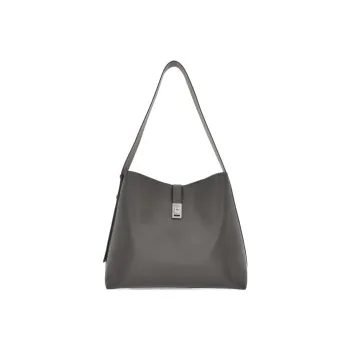 FERRAGAMO GANCINI Calfskin Tote Bag Shopping Bag Handbag Shoulder Bag Men's Dark Gray