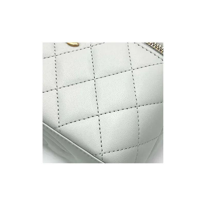 CHANEL Sheepskin Clutch, Long Box Bag, Shoulder Bag, Crossbody Bag Women's Light Gray Green-3