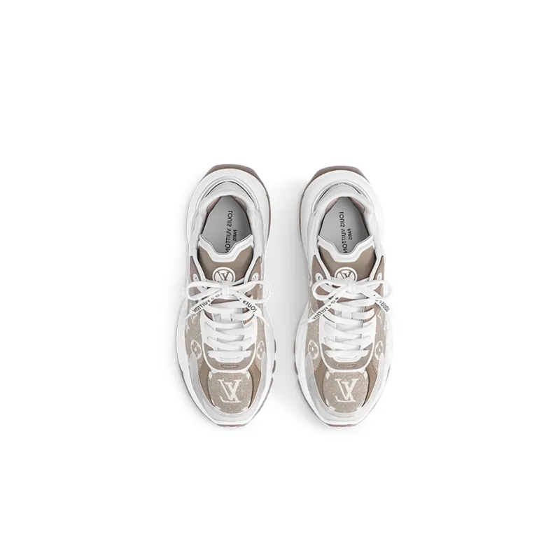 LOUIS VUITTON Run 55 Sneakers 'Beige Monogram With Brown White' Women's-2