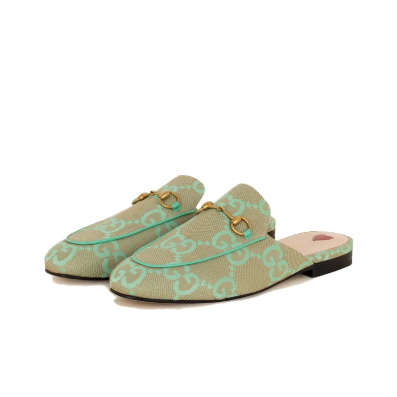 GUCCI Monogram-pattern Leather Slippers-1
