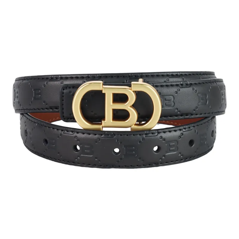 NINE NAIL Retro Trend All Over Print Monogram Plate Buckle Pvc Cow Leather Leather Belts Women's Width  2.5cm-6