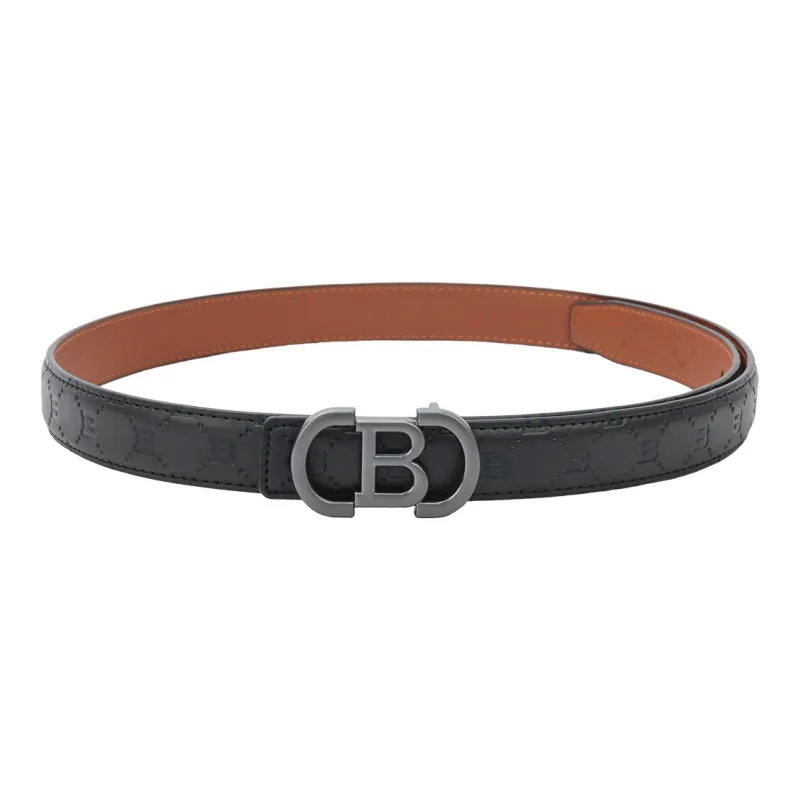 NINE NAIL Retro Trend All Over Print Monogram Plate Buckle Pvc Cow Leather Leather Belts Women's Width  2.5cm-3