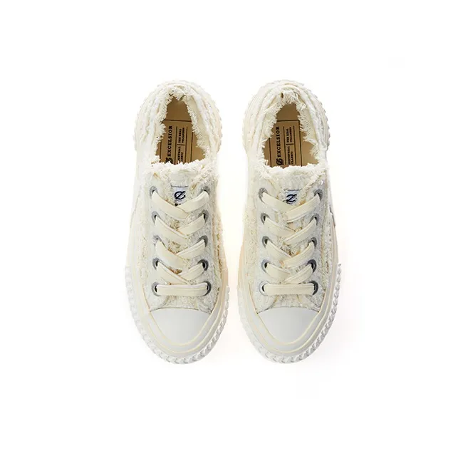 Excelsior Viennetta Tweed Canvas Shoes Unisex Low Top White/Gold-3
