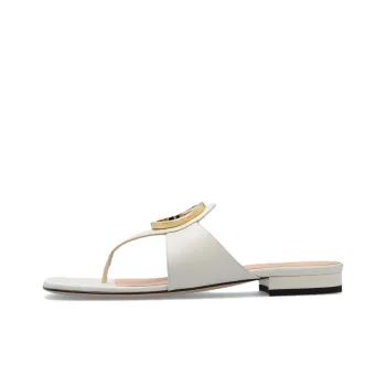 GUCCI Blondie Thong Leather Sandals White Women's