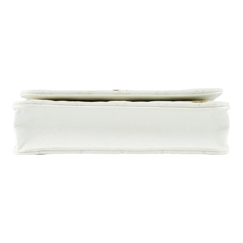 CHANEL Grain Embossed Calfskin Shoulder Bag, Crossbody Bag Women's White-3