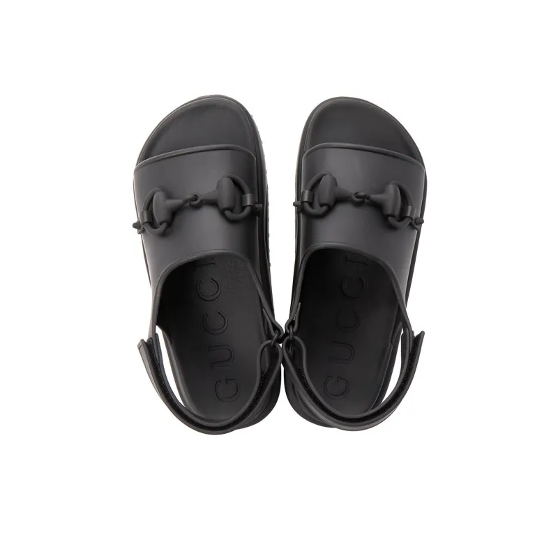 GUCCI Horsebit Flatform Sandal 'Black'-3