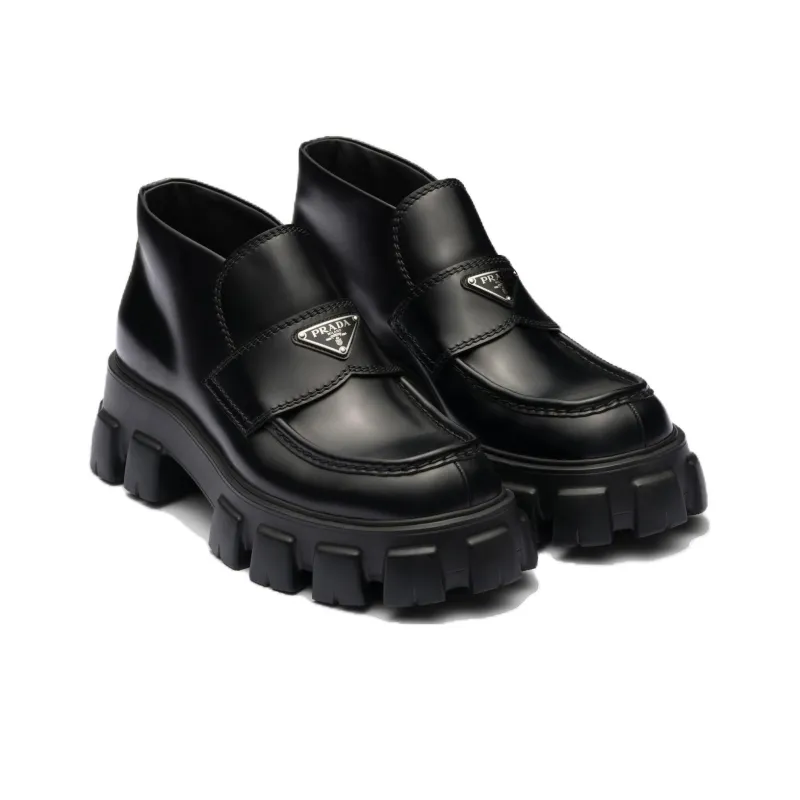 PRADA Monolith Leather Flatform Loafers-2