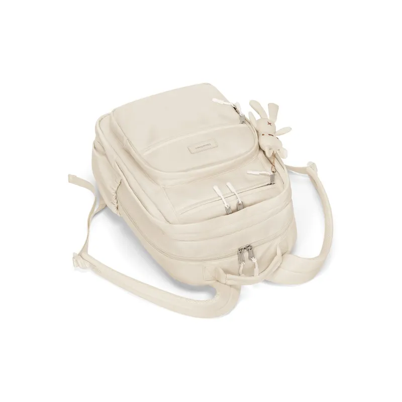 Simvay Clos Fabric With Synthetic Leather Backpack Large Size Women's Coconut Cloud Milkshake-4