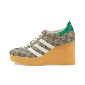 GUCCI X GUCCI Gazelle Wedge Beige Gg Monogram Women's