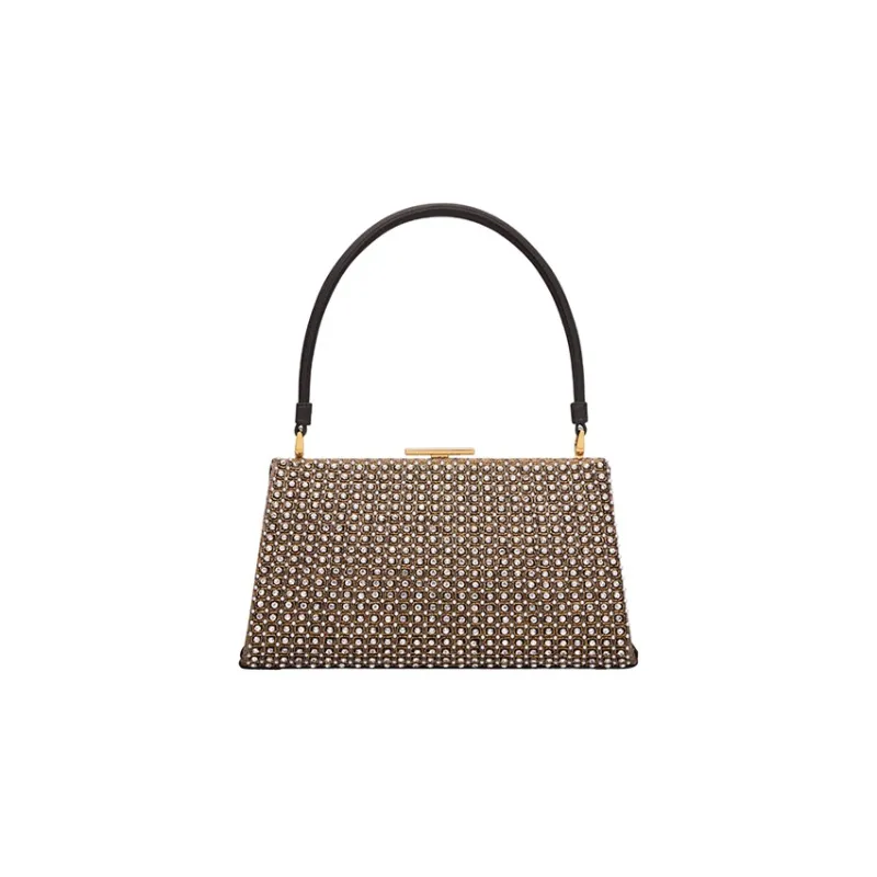 DIOR Rhinestone And Pearl Mix Shoulder Bag Crossbody Bag Handbag Women's Gold-0
