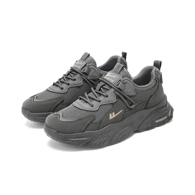 Warrior Wear Resistant Slip Resistant Low Top Chunky Sneakers Men's Gray-2
