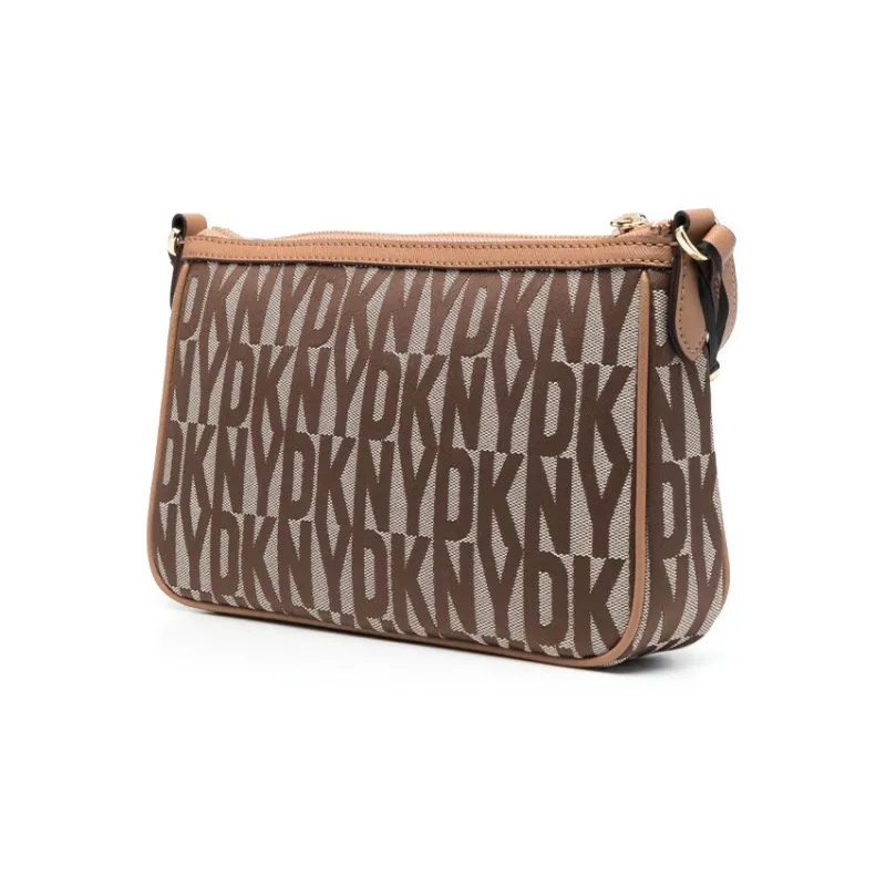 DKNY Calfskin With Polyester Blend Crossbody Bag Shoulder Bag Women's Brown-1