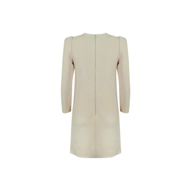 Elisabetta Franchi Logo Embellished Crepe Crewneck Mini Dress-1
