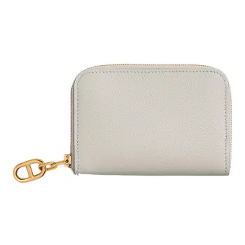 HERMES Zipengo Evercolor Leather Card Holder Mini Men's 8L Beton Concrete Gray With Glacier White Accents