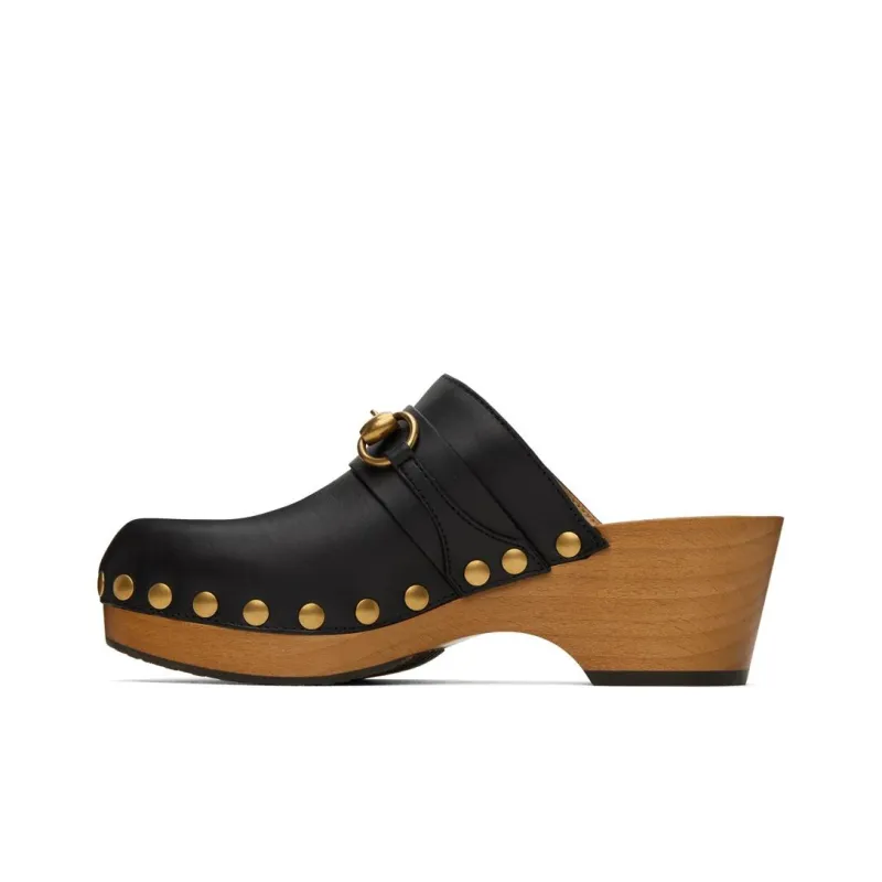 GUCCI Horsebit 35mm Clog Black Leather-0