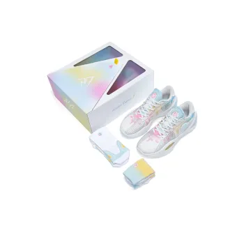 RIGORER Reeves Generation Low Top Basketball Shoes Men's White Pink Yellow