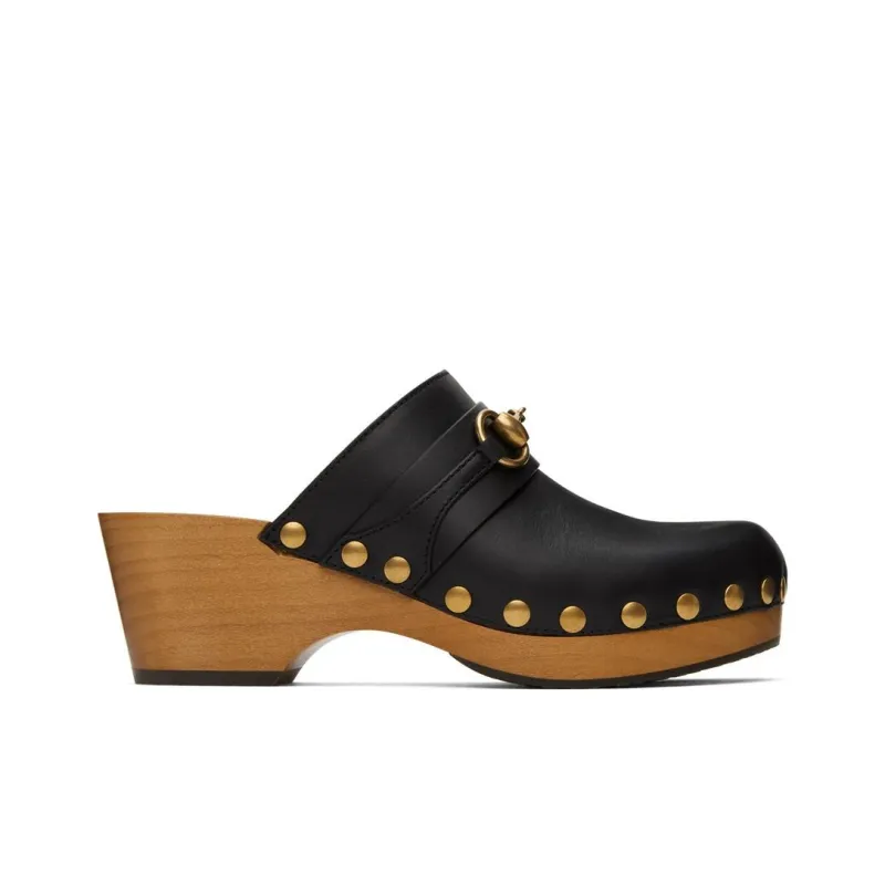 GUCCI Horsebit 35mm Clog Black Leather-1