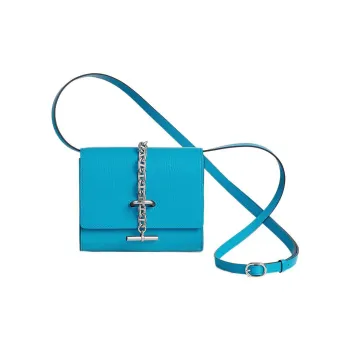 HERMES Chamkila Goat Skin Wallet Regular Women's 0F Bleu Frida Blue