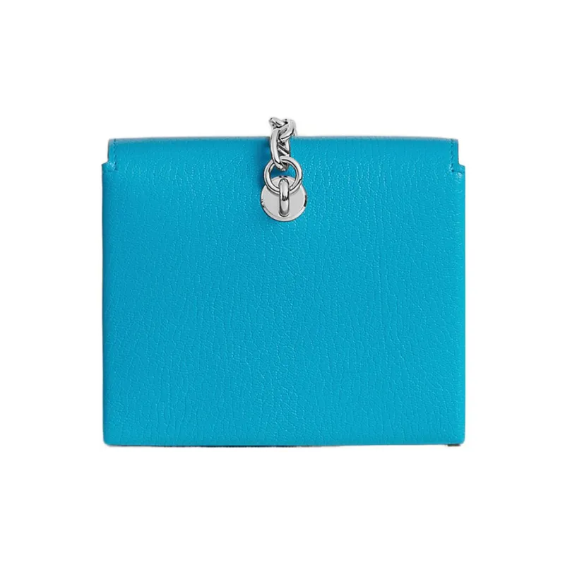 HERMES Chamkila Goat Skin Wallet Regular Women's 0F Bleu Frida Blue-1